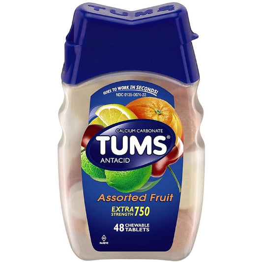 Tums Chewable Antacid Tablets For Extra Strength Heartburn Relief, Assorted Fruit Flavors
