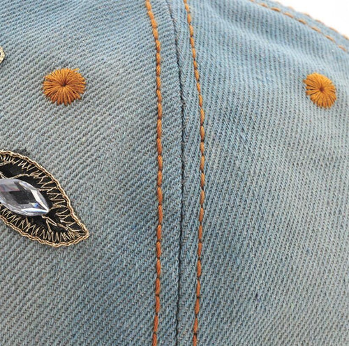 Cowgirl's Diamond Embroidery Flower Baseball Cap