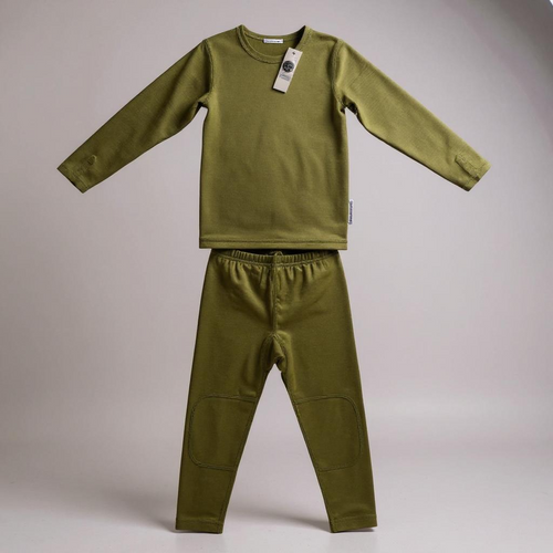 Premium Kids 100% Merino Wool Baselayer - Ultra-Soft thermal Underlayer - Sage Keep the Littles Wild