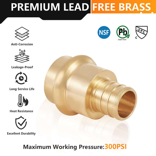 3/4" Press x 3/4" PEX Crimp Brass Adapter (Lead Free) Plumbingsell