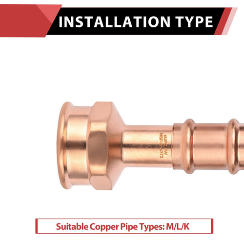 30 Pcs 1/2" FTG Press x 3/4" Female Threaded Street Copper Adapter (Lead Free)