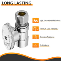 1/2" Sweat x 3/8" OD Compr. Straight Stop Valve, 1/4 Turn (Lead Free)