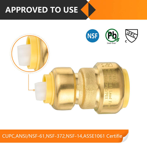 3/4" x 1/2" Push Fit Coupling