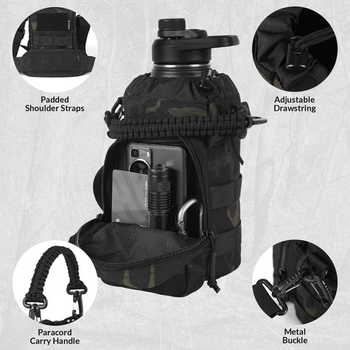 Votagoo 64Oz Half Gallon Stainless Steel Insulated Tactical Water Bottle with Metal Military Water Bottle Tactical Carrier Bag