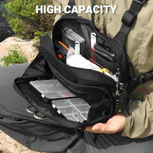 Votagoo Fishing Chest Pack, Fly Fishing Bag for Men and Women, Tackle and Fly Boxes Storage Pack, Hunting Binocular Pack