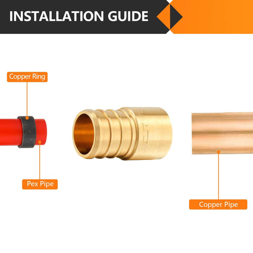 30 Pcs PEX-B Crimp 3/4" PEX x 1/2" Female Copper Sweat Sweat Coupling (Lead Free)