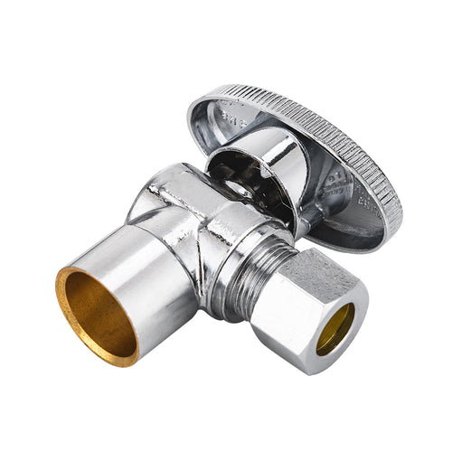 10 Pcs 1/2" Sweat x 3/8" OD Compr. Angle Stop Valve, 1/4 Turn (Lead Free) Plumbingsell