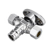 1/2" PEX Expansion x 3/8" OD Compr. x 3/8" OD Compr. Dual Outlet Angle Stop Valve, 1/4 Turn (Lead Free) Plumbingsell