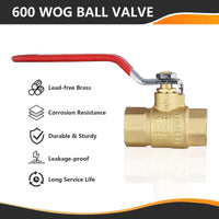 3/4" FNPT Ball Valve, Red (Lead Free) Plumbingsell