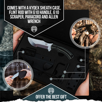 The Baby Tracker D2 Steel Bushcraft Survival Neck Knife Gift Set (Black and Gray)