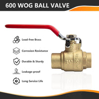 1/2" Sweat Ball Valve, Red (Lead Free)