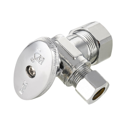 1/2" Nominal (5/8" OD) Compr. x 3/8" OD Compr. Angle Stop Valve, 1/4 Turn (Lead Free) Plumbingsell