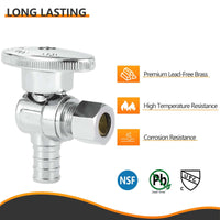 1/2" PEX Crimp x 3/8" OD Compr. Angle Stop Valve, 1/4 Turn (Lead Free) Plumbingsell