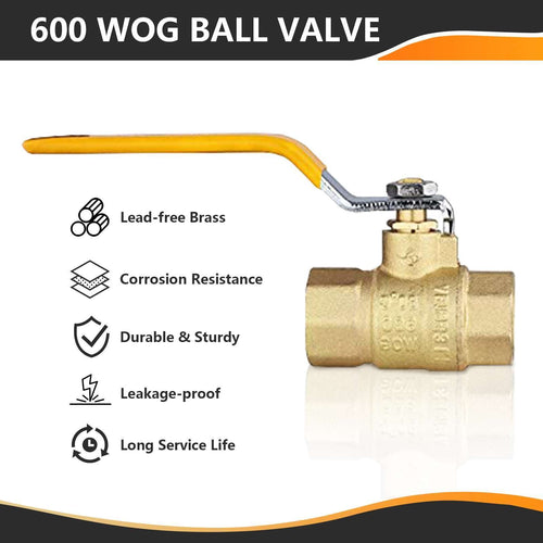 1/2" FNPT Ball Valve, Yellow (Lead Free)