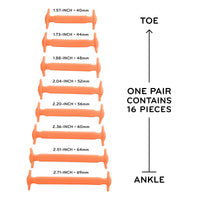 Orange Stretchy Tieless Silicone Elastic Shoelaces | 16 Straps The Original Stretchlace