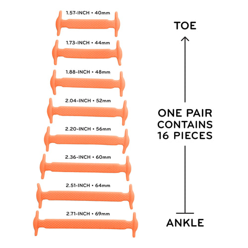Orange Stretchy Tieless Silicone Elastic Shoelaces | 16 Straps The Original Stretchlace
