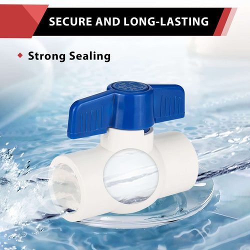 10 Pcs 1-1/2" PVC Ball Valve, Solvent Weld, Sch. 40