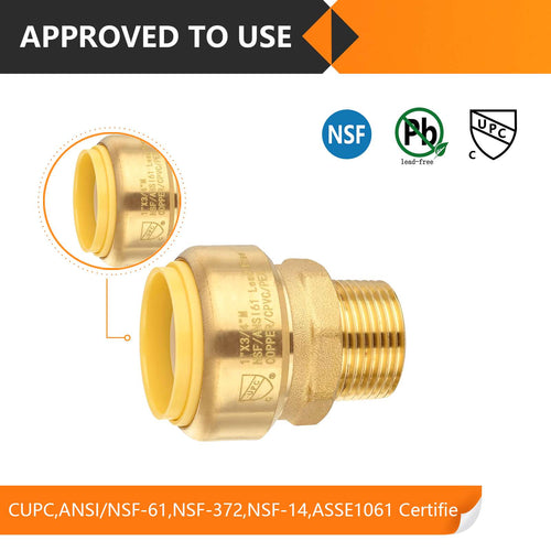 1" x 3/4" M Push Fit Male Adapter