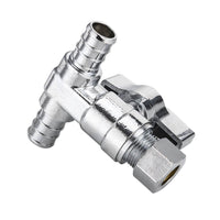 10 Pcs 1/2" PEX Crimp x 1/2" PEX Crimp x 3/8" OD Compr. Tee Stop Valve, 1/4 Turn (Lead Free) Plumbingsell