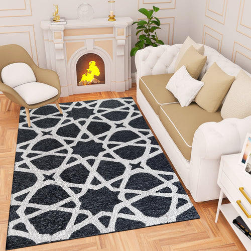 Premium Hand-Tufted Rug Made of 100% Wool  - Ash Zellig - 3x5 Feet