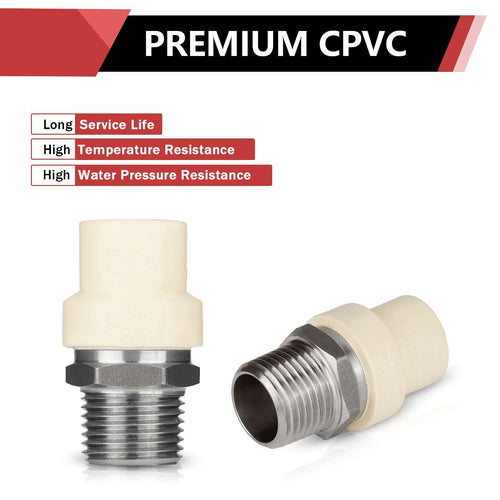 1/2" CPVC x Male Stainless Steel Adapter (Lead Free)