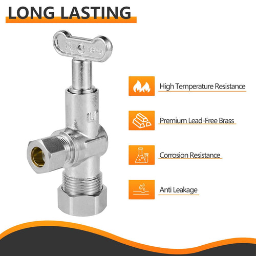 5/8" OD Compr. x 3/8" OD Compr. Loose Key, 1/4 Turn (Lead Free)