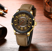 Men's Waterproof  Sport Watch With Leather  Belts  And Large Numbers Details Unique Design Perfect Gift