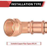 1/2" FTG Press x 1/2" Female Threaded Copper Street Adapter (Lead Free)