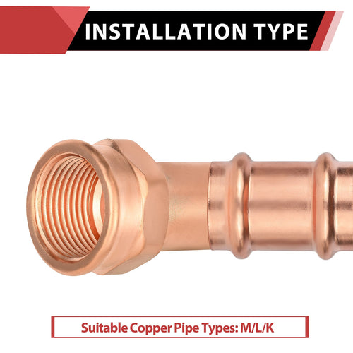 1/2" FTG Press x 1/2" Female Threaded Copper Street Adapter (Lead Free)