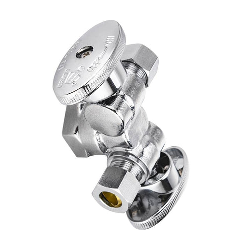 1/2" FIP x 3/8" OD Compr. x 3/8" OD Compr. Dual Stop Valve, 1/4 Turn (Lead Free)