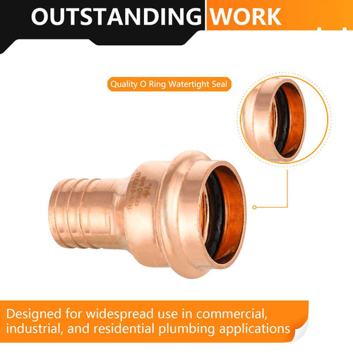 1" Press Copper x 1" PEX Crimp Adapter (Lead Free)