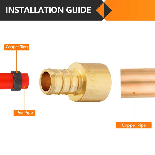 30 Pcs PEX-B Crimp 1/2" PEX x 1/2" Female Copper Sweat Sweat Coupling (Lead Free)