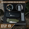 The Clip Point Folding Pocket Knife Giftset for Men and Women (Silver and Green)