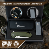 The Clip Point Folding Pocket Knife Giftset for Men and Women (Silver and Green)