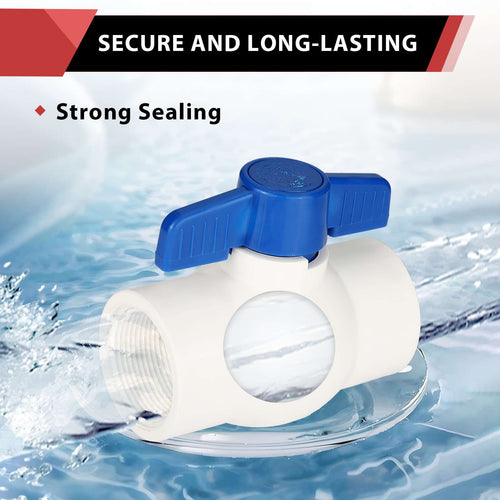 10 Pcs 1-1/2" PVC Ball Valve, FPT Threaded, Sch. 40