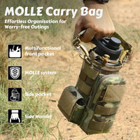 Votagoo 64Oz Half Gallon Stainless Steel Insulated Tactical Water Bottle with Metal Military Water Bottle Tactical Carrier Bag