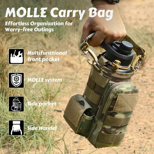 Votagoo 64Oz Half Gallon Stainless Steel Insulated Tactical Water Bottle with Metal Military Water Bottle Tactical Carrier Bag