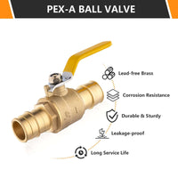 10 Pcs 1" PEX Expansion Ball Valve, Yellow (Lead Free) Plumbingsell