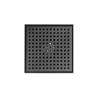 6" Square Shower Drain, Square Hole Pattern Shower Drain, Matte Black Polished 304 Stainless Steel Linear Drain with Levelingft & Hair Strainer
