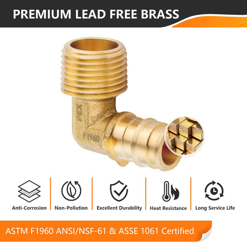 PEX A Expansion 1/2" PEX x 1/2" Male NPT Elbow (Lead Free) Plumbingsell