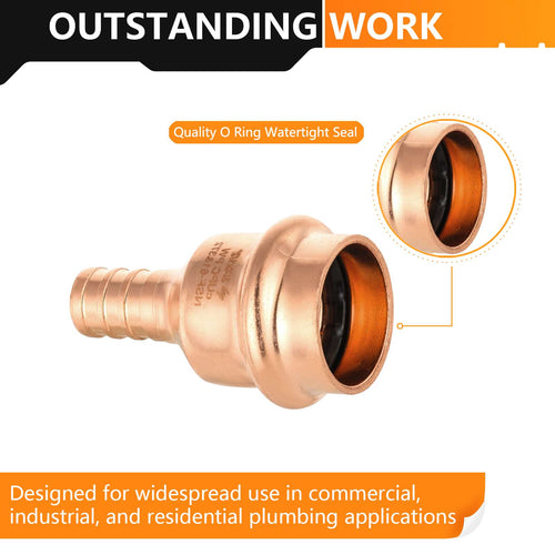 3/4" Copper Press x 1/2" PEX-B Crimp Adapter (Lead Free)