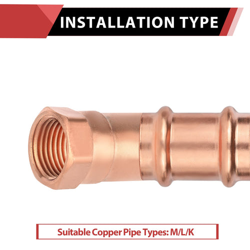 30 Pcs 3/4" FTG Press x 1/2" Female Threaded Street Copper Adapter (Lead Free)