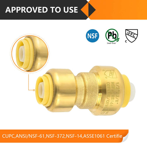 1/2" x 3/8" Push Fit Coupling
