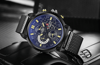 Men's Multifunction Analog Quartz Watches Waterproof Wrist Watch With Stainless Steel Mesh Band Excellent Design Perfect Gift