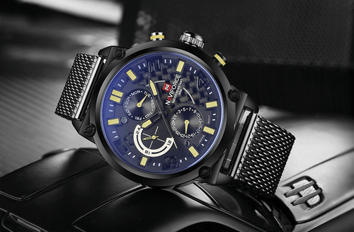 Men's Multifunction Analog Quartz Watches Waterproof Wrist Watch With Stainless Steel Mesh Band Excellent Design Perfect Gift