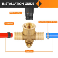 PEX-B Crimp 3/4" PEX x 3/4" PEX x 1/2" Drop Ear Tee (Lead Free) Plumbingsell