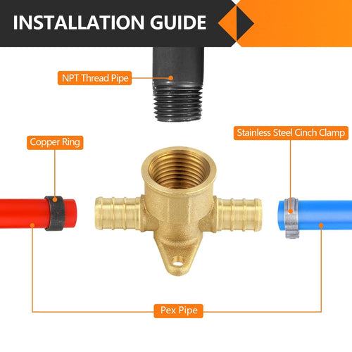 30 Pcs PEX-B Crimp 1/2" PEX x 1/2" PEX x 1/2" Drop Ear Tee (Lead Free)