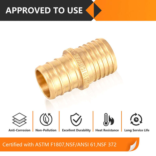 PEX-B Crimp 1/2-Inch Pex x 1/2-Inch PB Transition Brass Pex Coupling (Lead Free) Plumbingsell