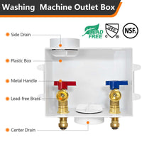 1/2" Push Fit Inlet, Washing Machine Outlet Box Plumbingsell