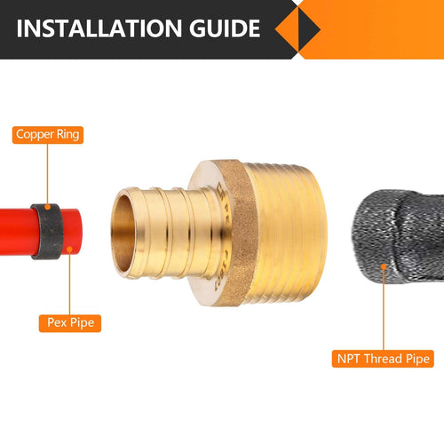 30 Pcs PEX-B Crimp 1" PEX x 1" NPT Male Threaded Adapter (Lead Free)